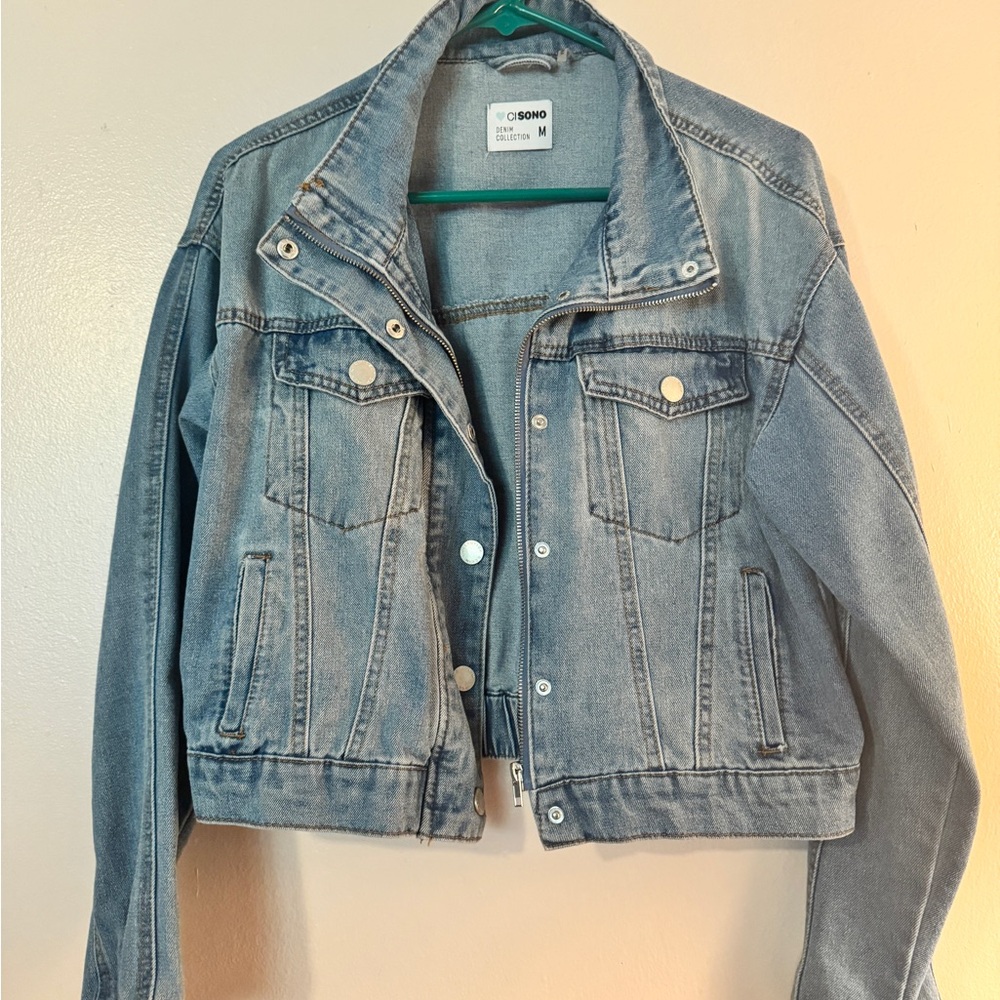 Cisono Light Blue Denim Jacket with Snap Buttons